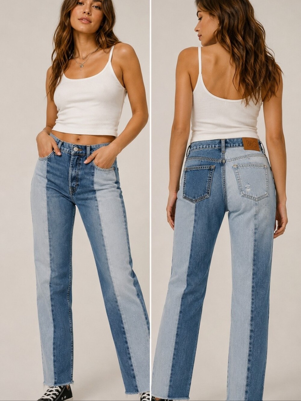 BDG Urban Outfitters Jessye Two Tone Straight Leg Jeans W27 L32 Raw Hem